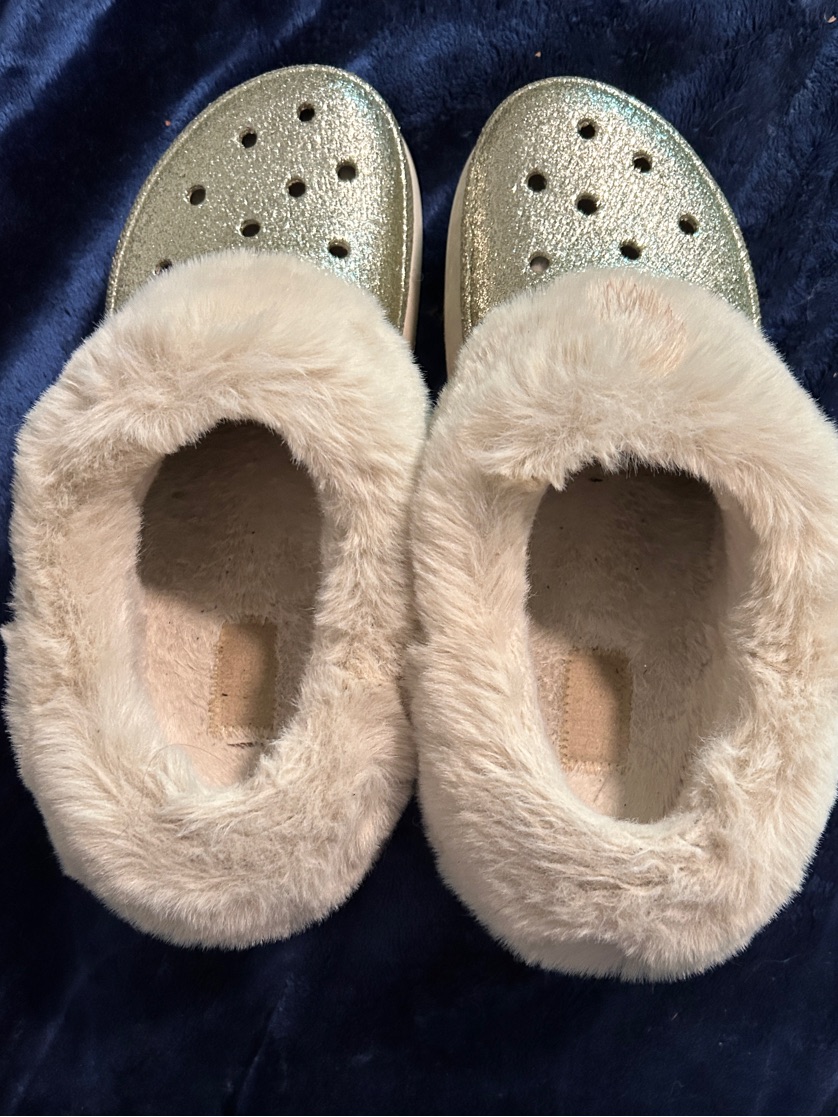 Crocs Metallic Gold Fuzzy Lined Clog Mules